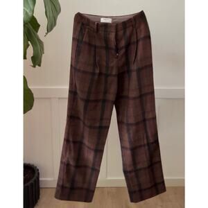 Babaton Atelier Aritzia Plaid Wool Pants Sz 2 XS